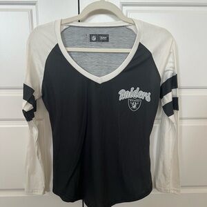 Las Vegas Raiders NFL Women’s Size S Script Wordmark Striped Sleeved